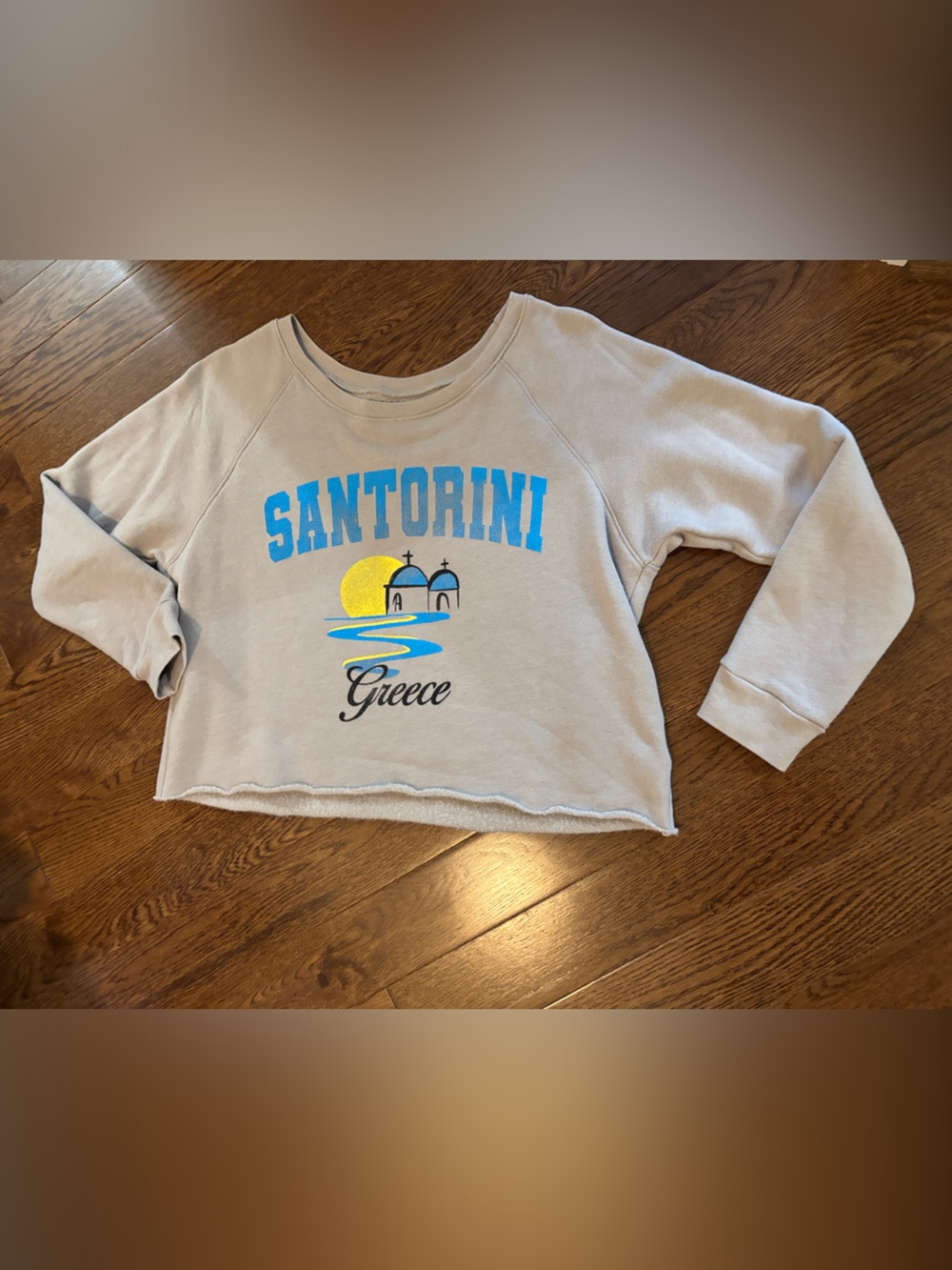Prince Peter Collection Small Santorini Greece Crop Sweatshirt graphic SO SOFT!